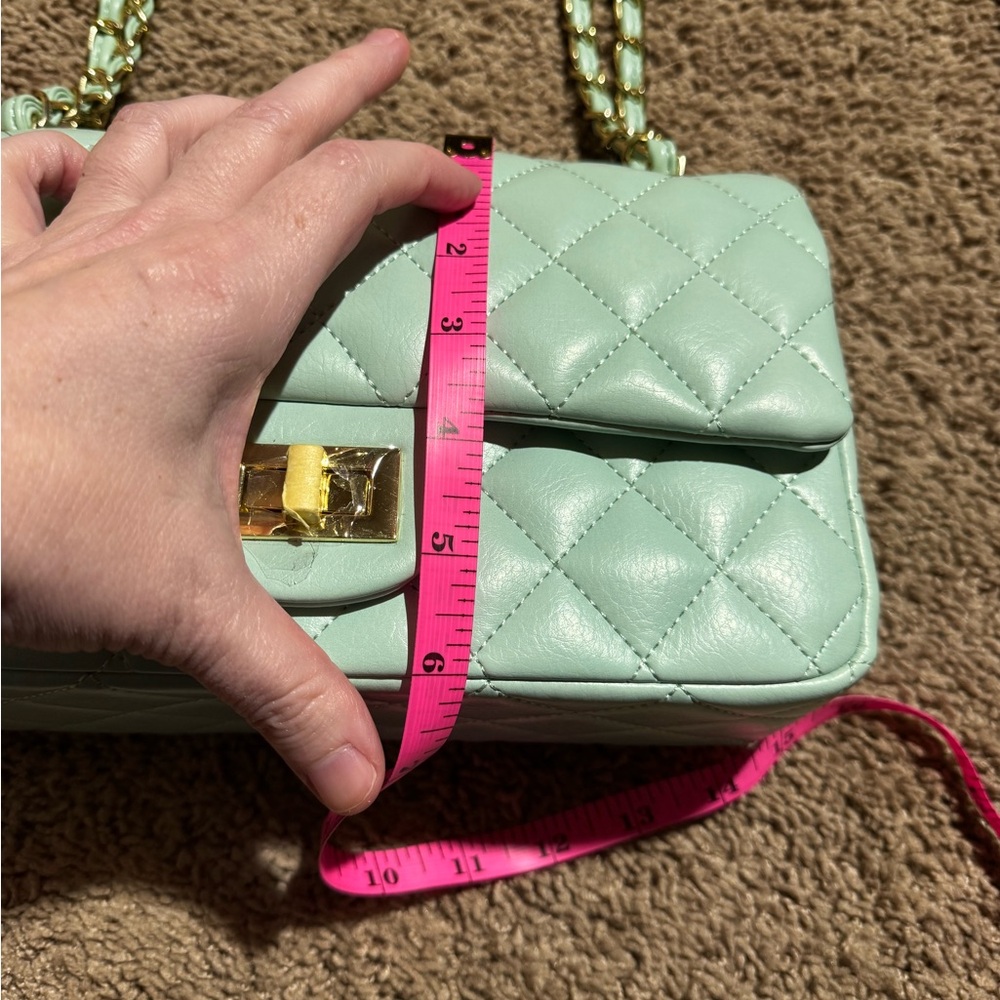 Mint Quilted Shoulder Bag - Picture 11 of 12